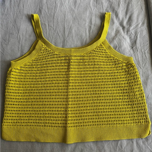 Yellow-Green Knit Tank Top - Picture 1 of 8